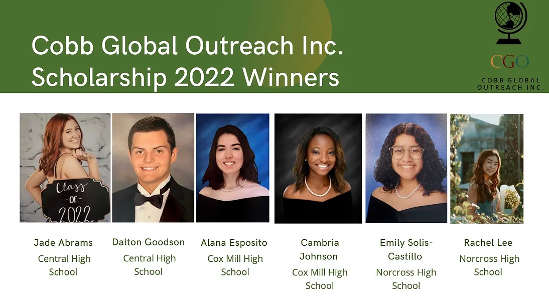 Cobb Global Outreach Inc. Scholarship 2022 Winners